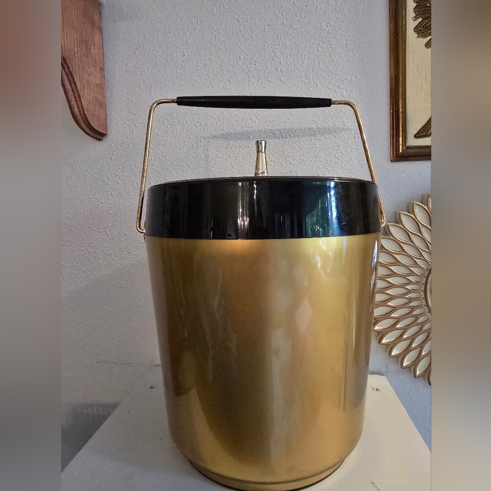 West Bend Thermo-Serv insulated ice bucket, featuring a classic gold and black